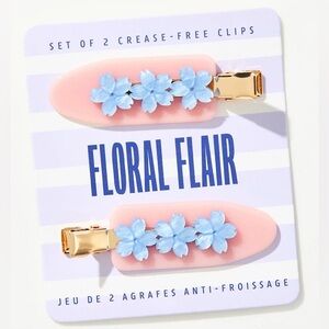 Floral Flair Set of 2 Crease-Free Hair Clips, Pink/Purple